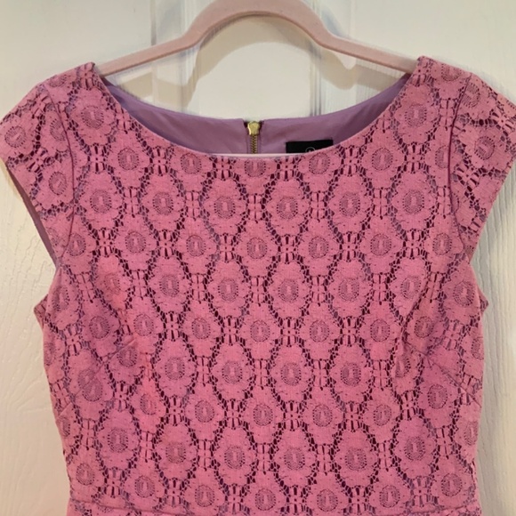 ADRIANNA PAPELL LILAC LACE WEDDING OCCASION PENCIL PEPLUM DRESS SIZE 10 - Picture 4 of 8